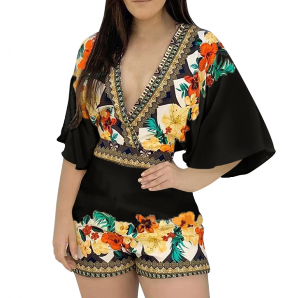 Romper dengan print bunga besar